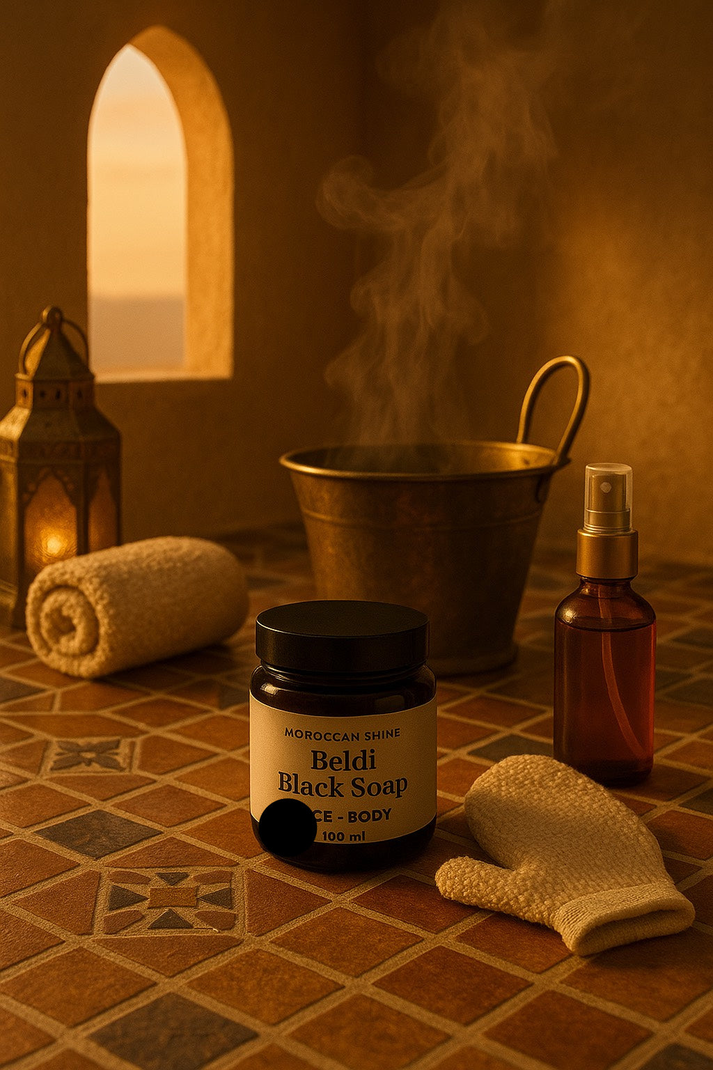 Traditional Moroccan Beldi Black Soap – Hammam Ritual for Smooth, Glowing Skin